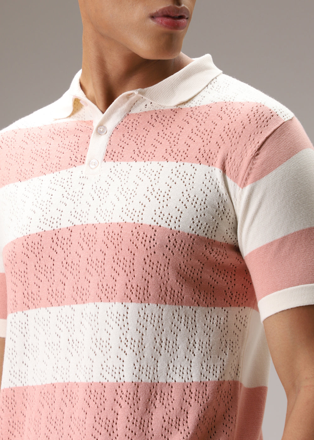 Pink Knitted Polo T-shirt