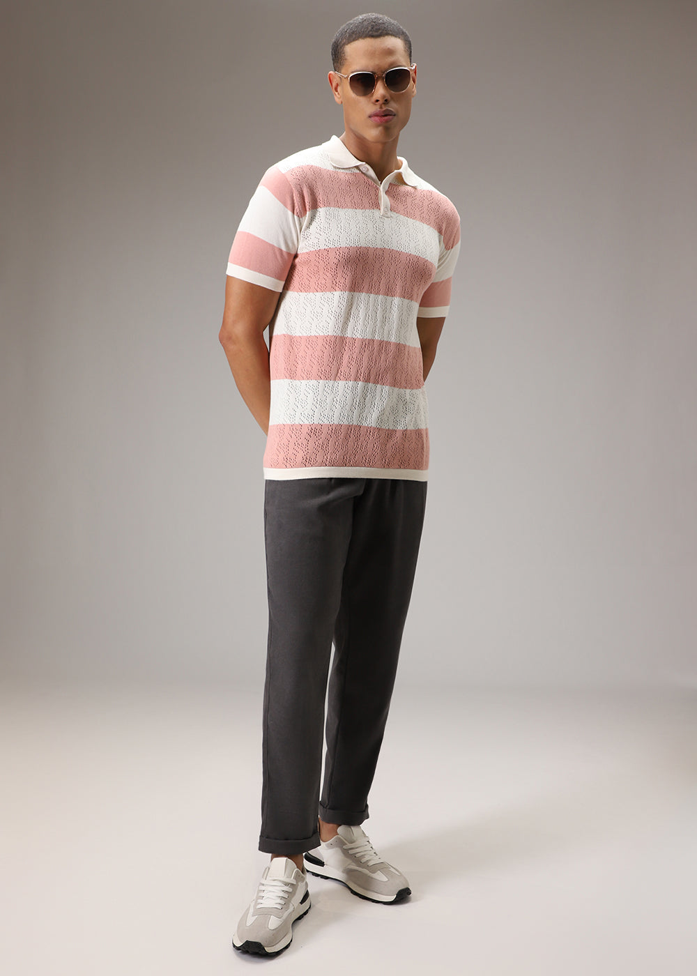 Pink Knitted Polo T-shirt