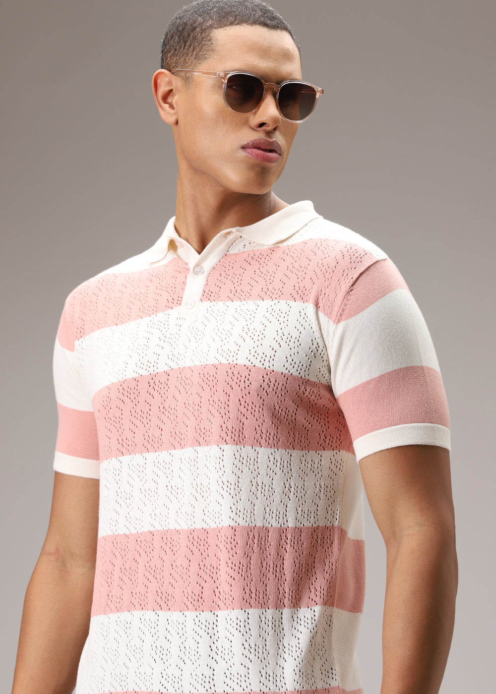 Pink Knitted Polo T-shirt