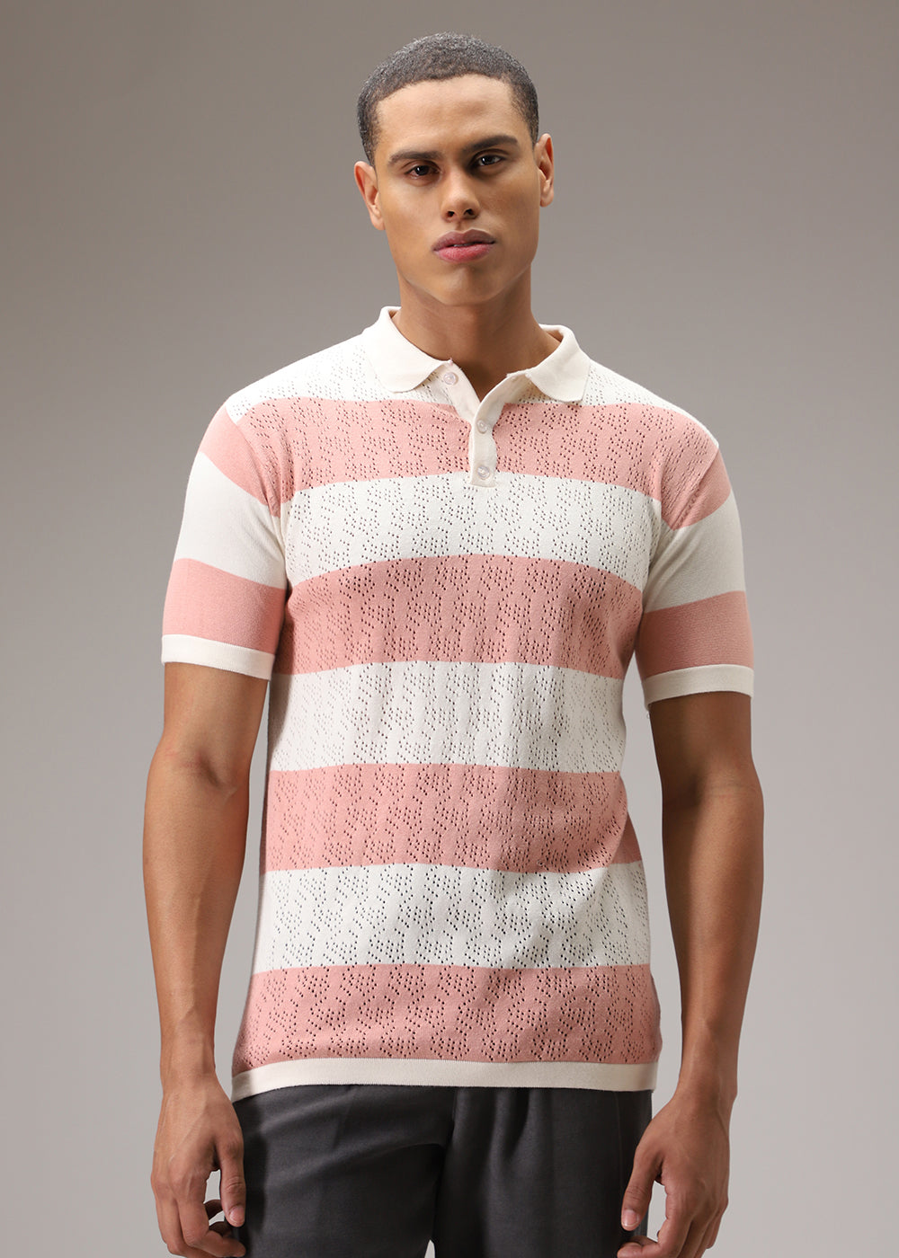 Pink Knitted Polo T-shirt