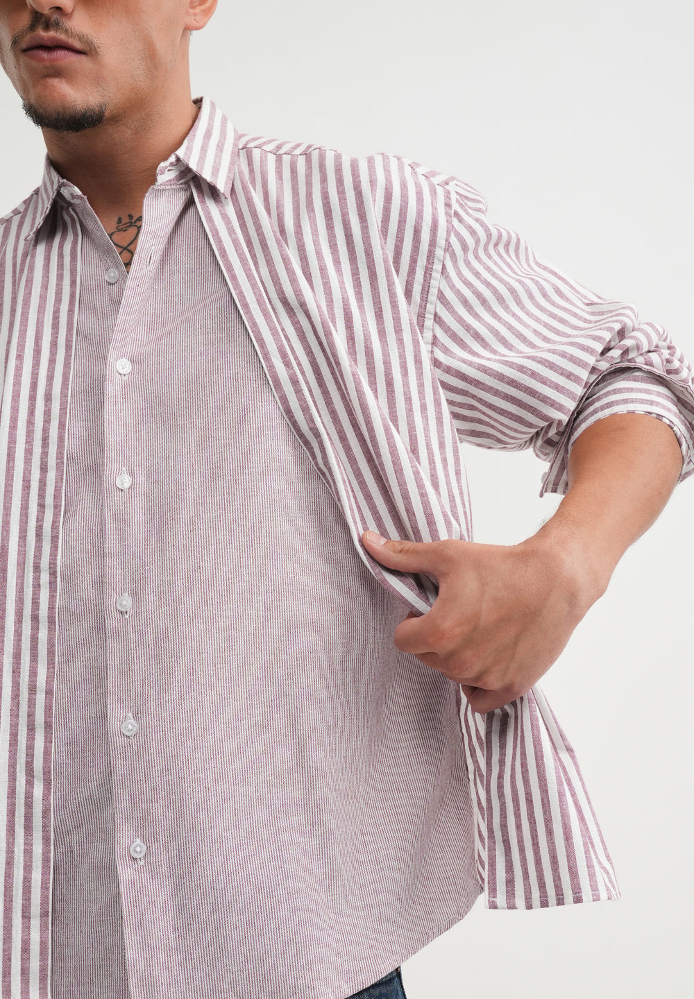 Pink Layered Look Stripe Shirt