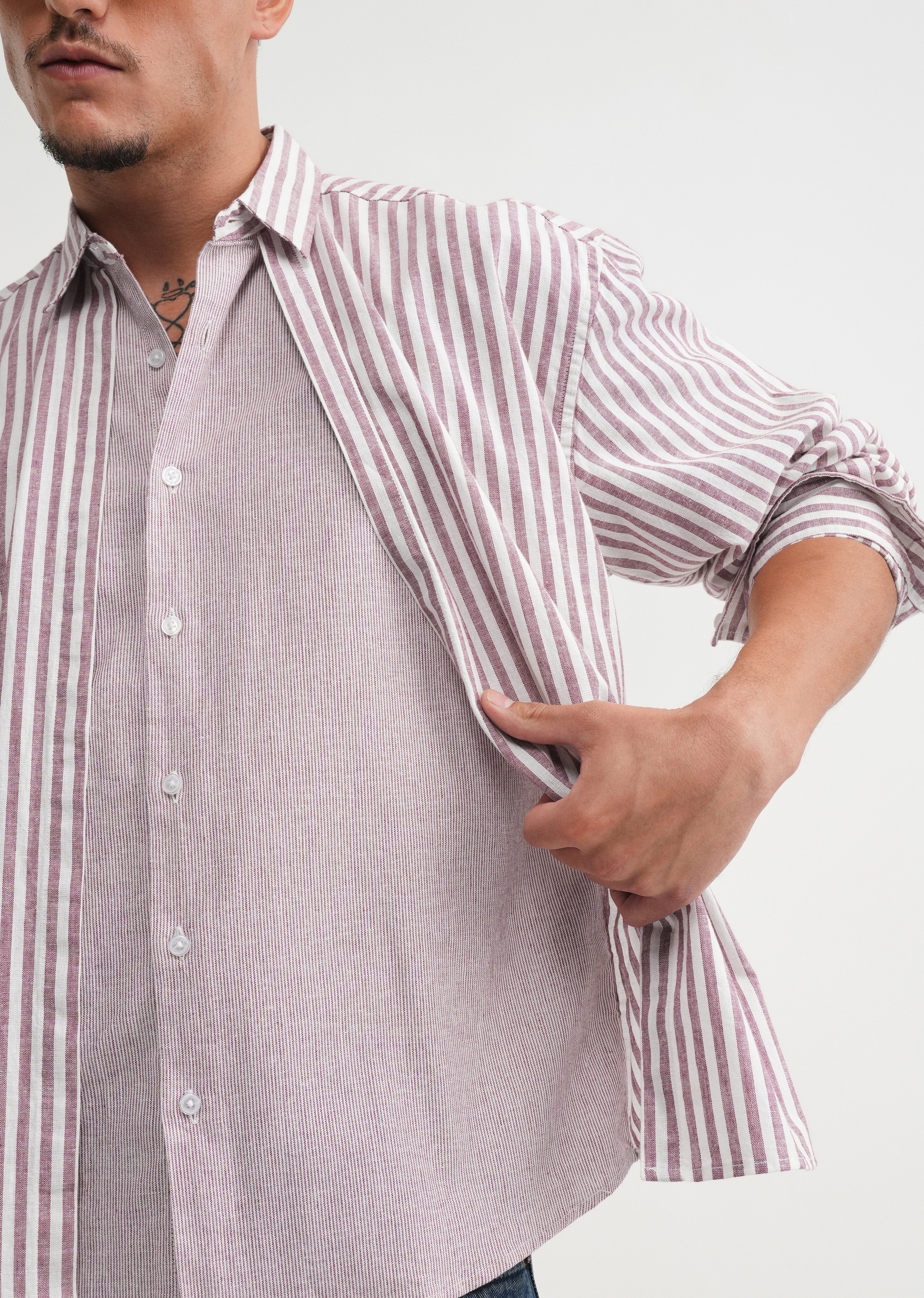 Pink Layered Look Stripe Shirt