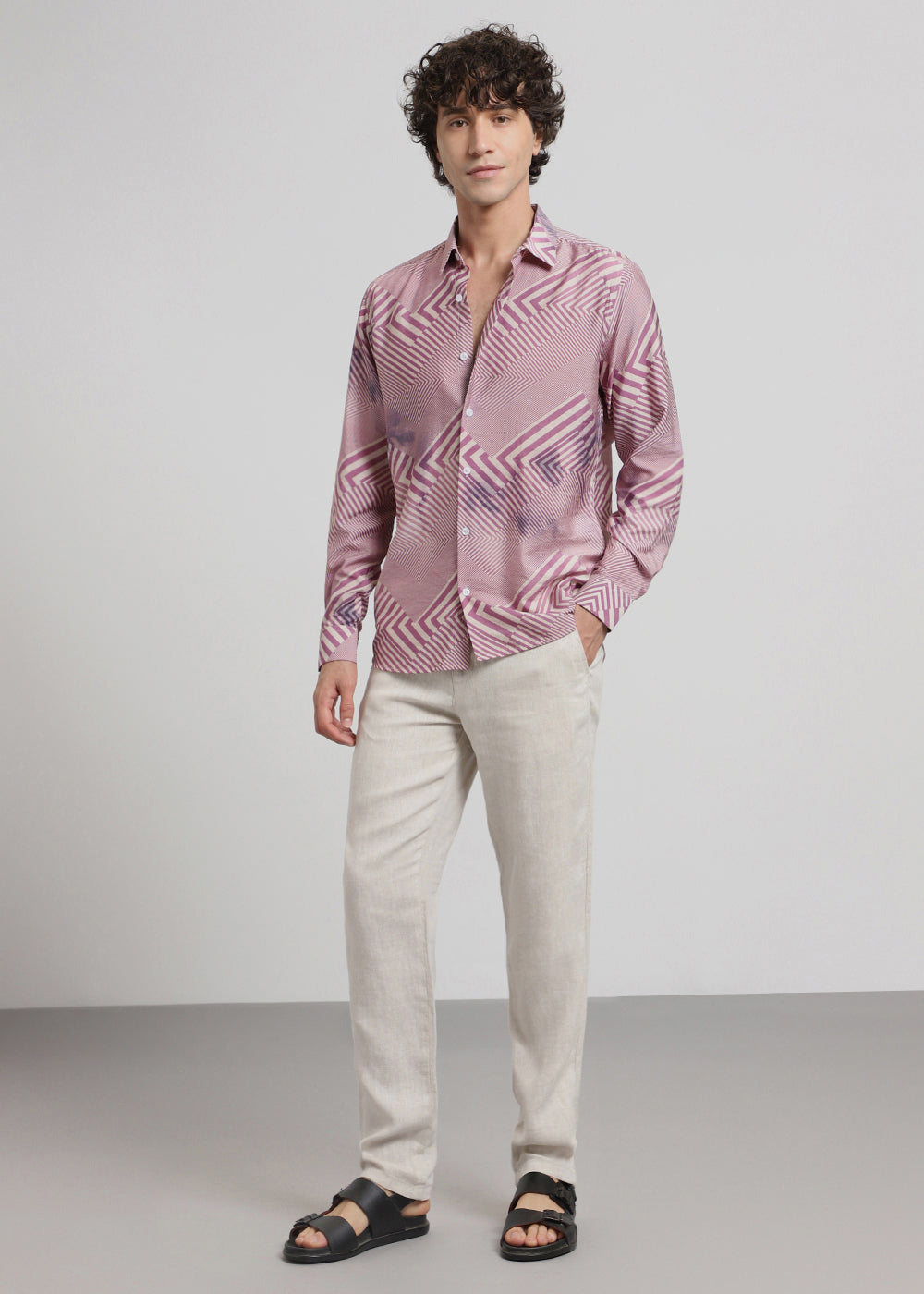 Pink Linear Print shirt