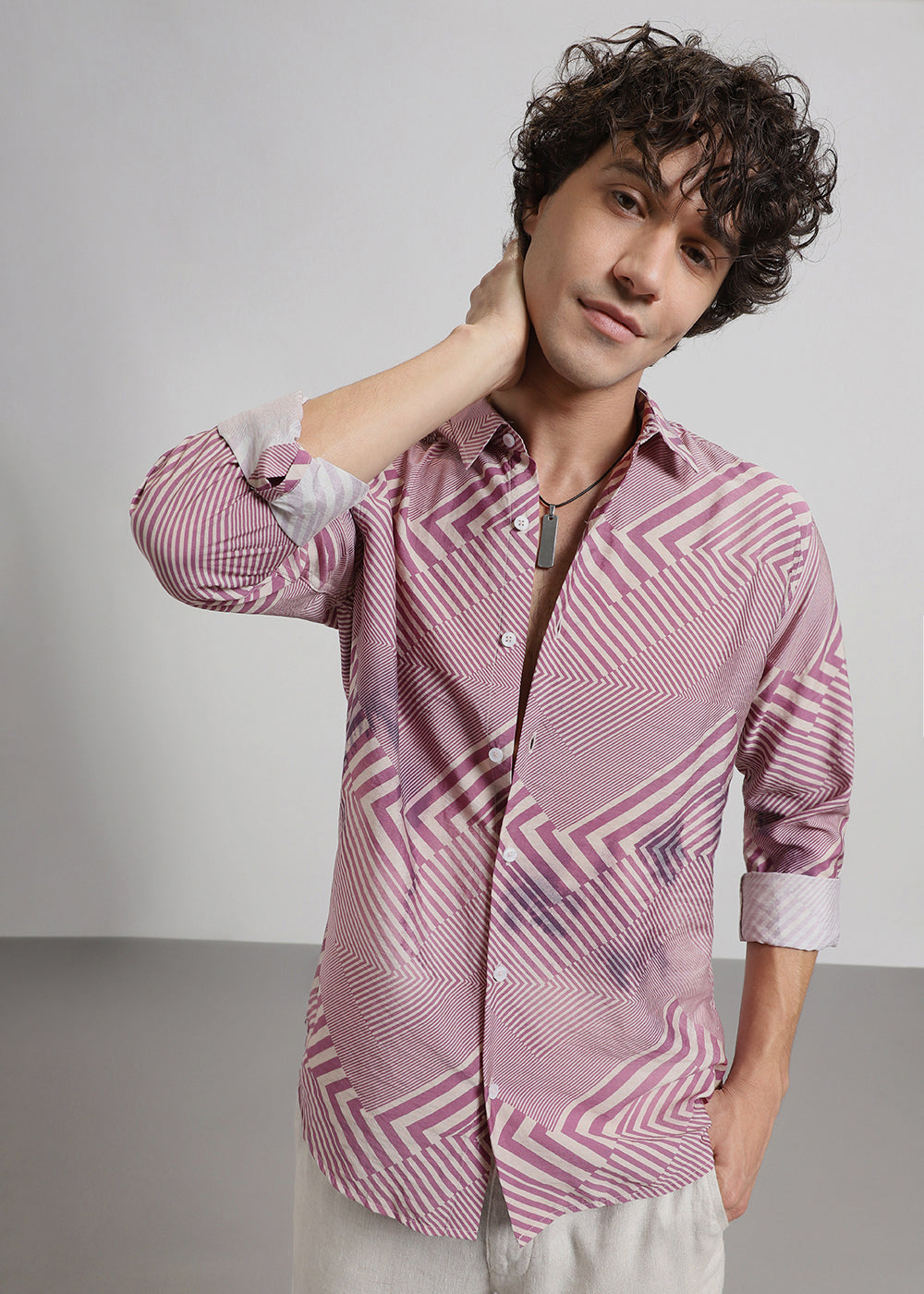 Pink Linear Print shirt