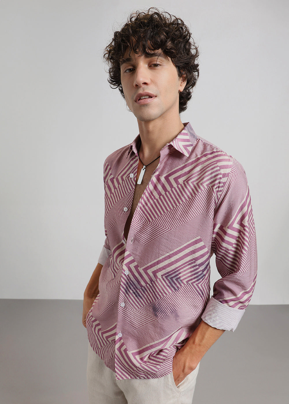 Pink Linear Print shirt