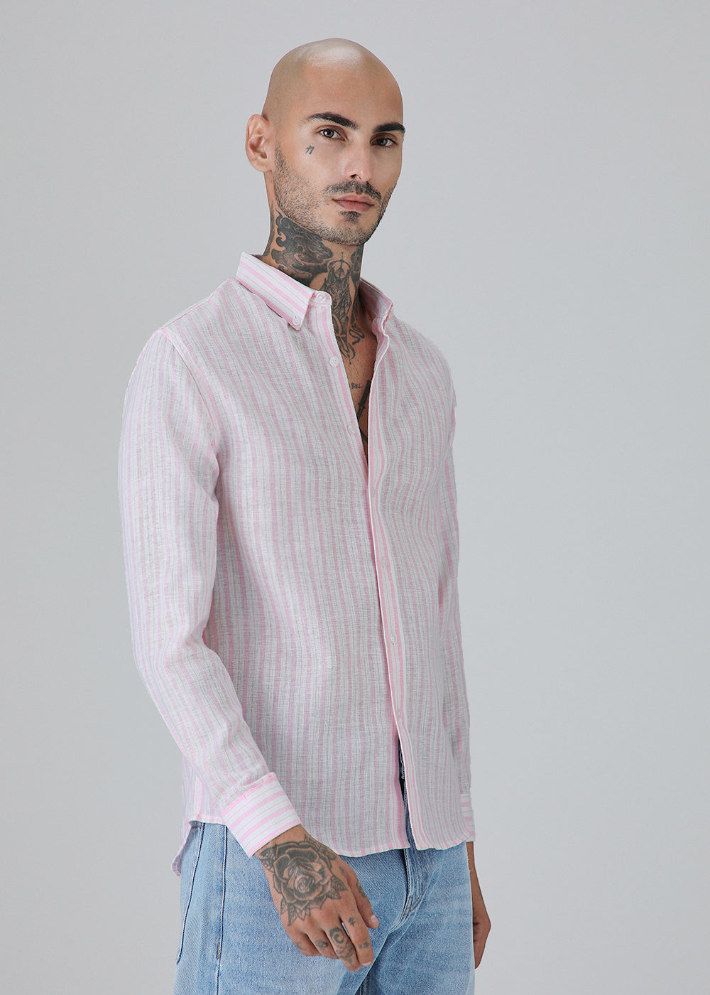 Pink Stripe Linen Shirt