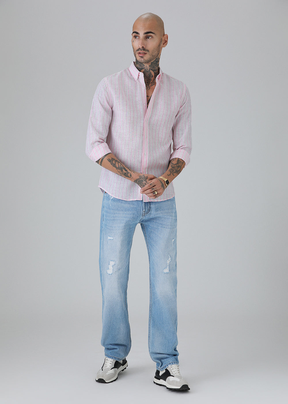 Pink Stripe Linen Shirt