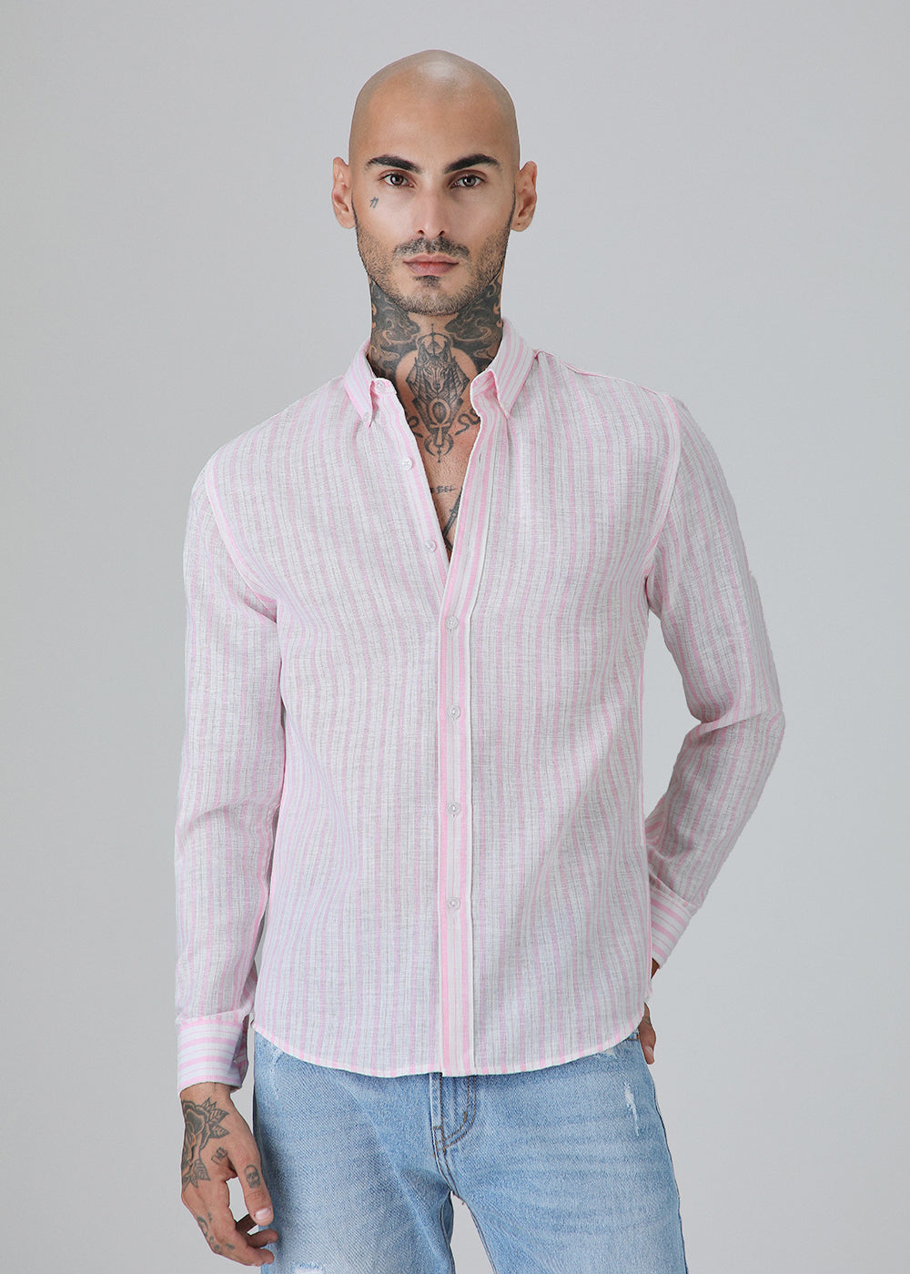 Pink Stripe Linen Shirt