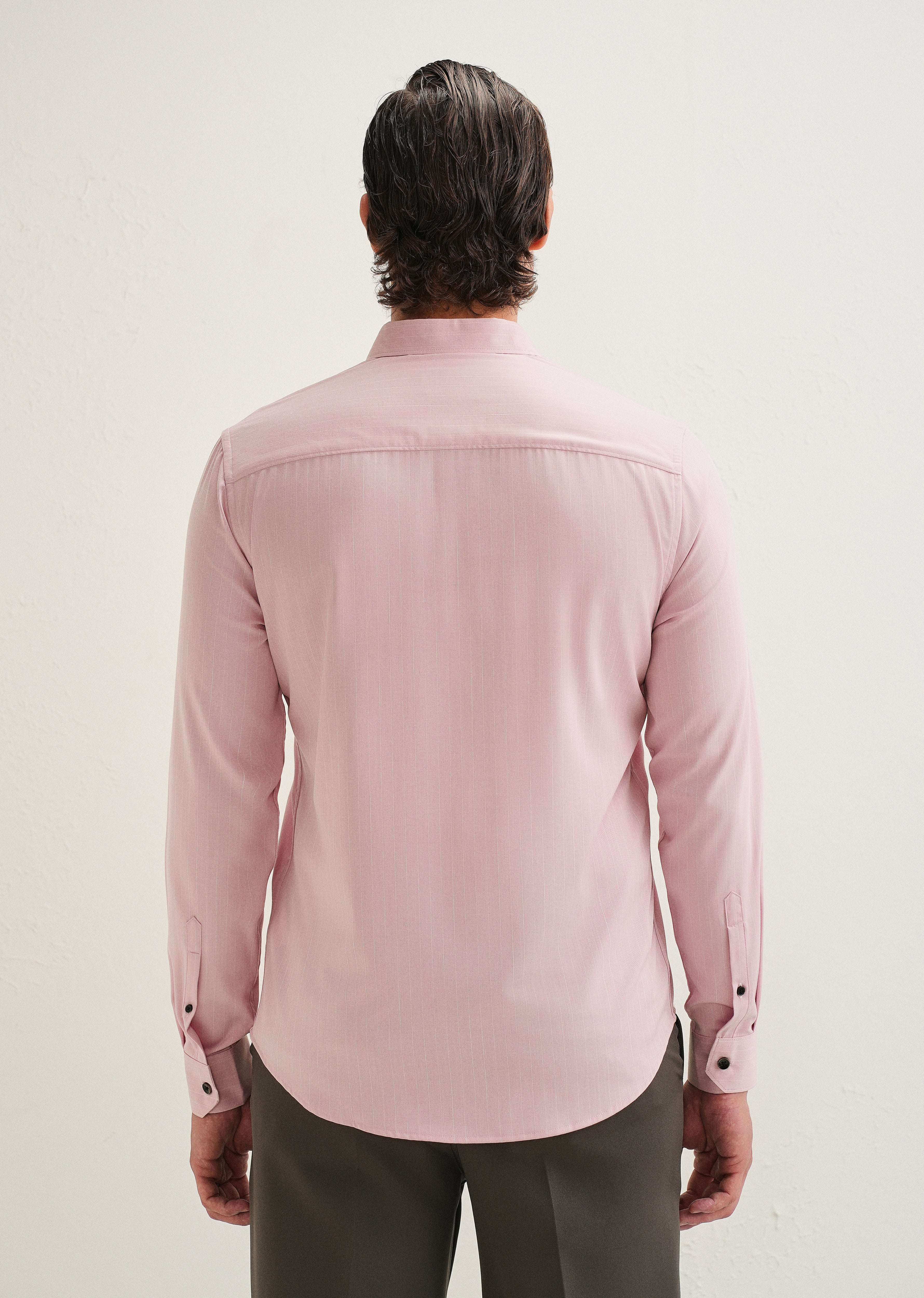 Pink Pin Striped Wrinkle Free Shirt