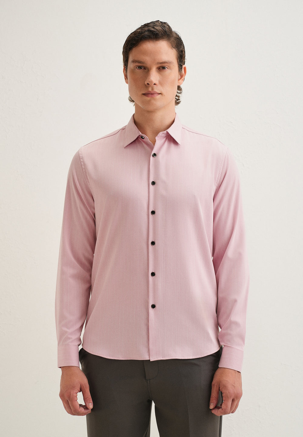 Pink Pin Striped Wrinkle Free Shirt
