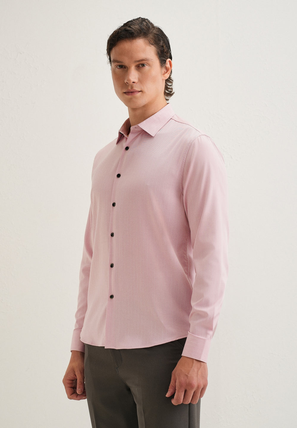 Pink Pin Striped Wrinkle Free Shirt