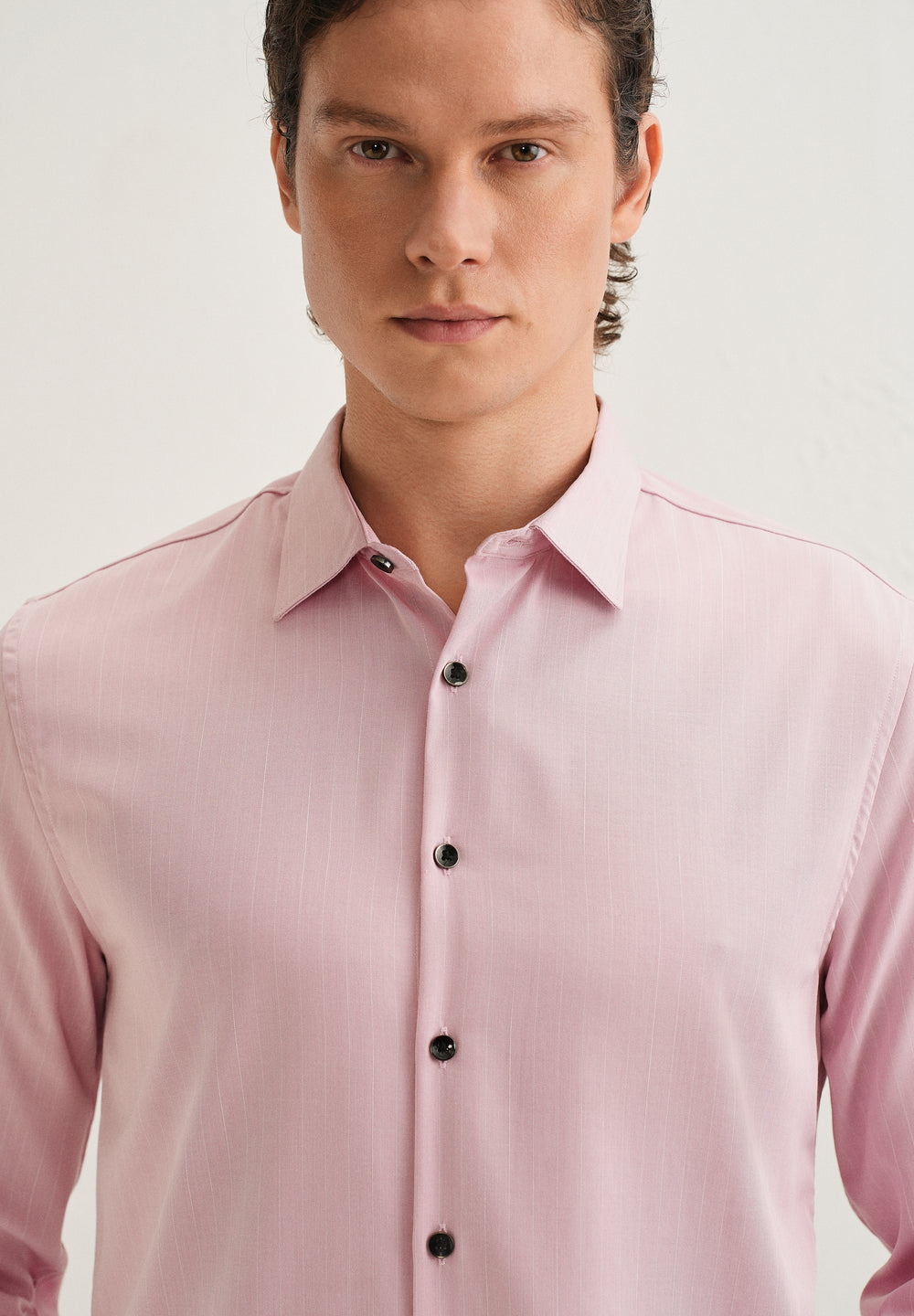 Pink Pin Striped Wrinkle Free Shirt