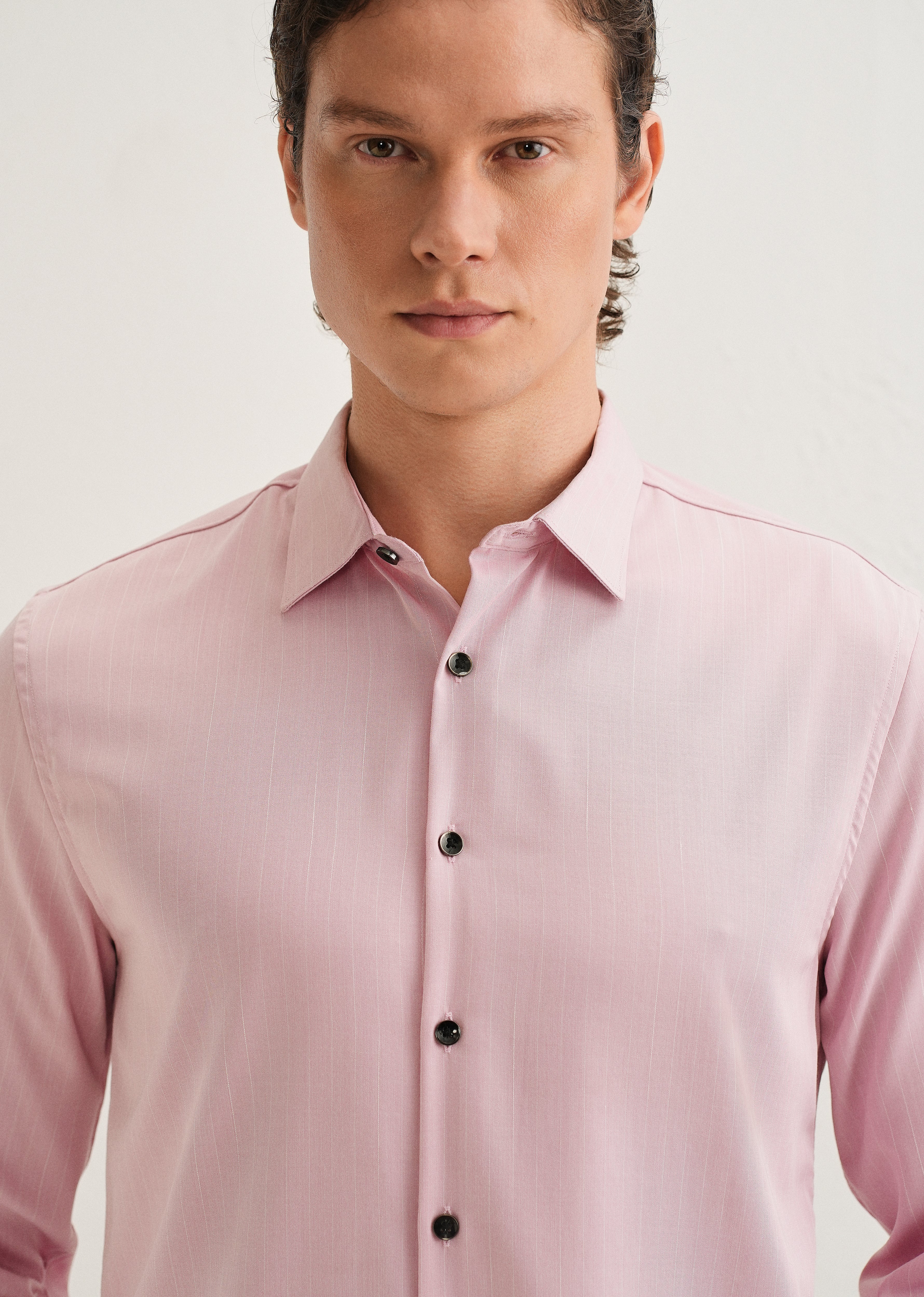 Pink Pin Striped Wrinkle Free Shirt