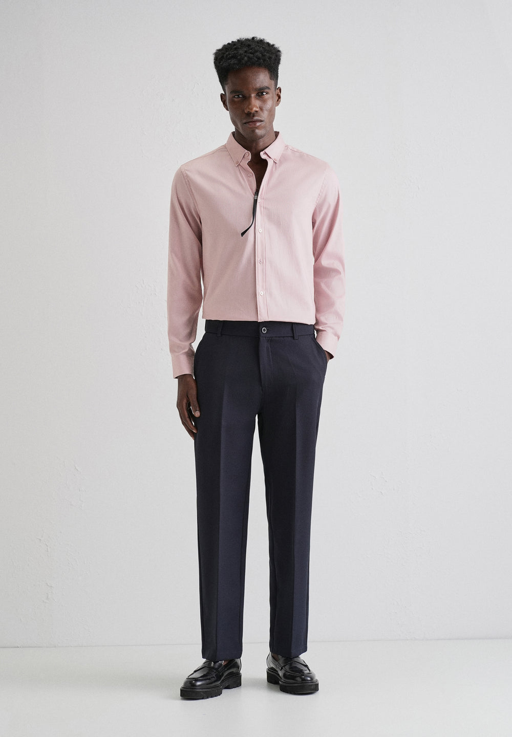 Pink Plain Blended Cotton Regular Fit Shirt