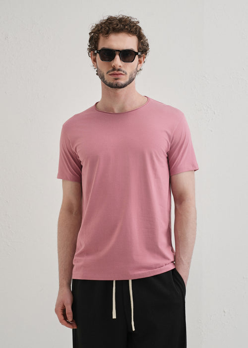 Pink Plain Crew neck T-shirt