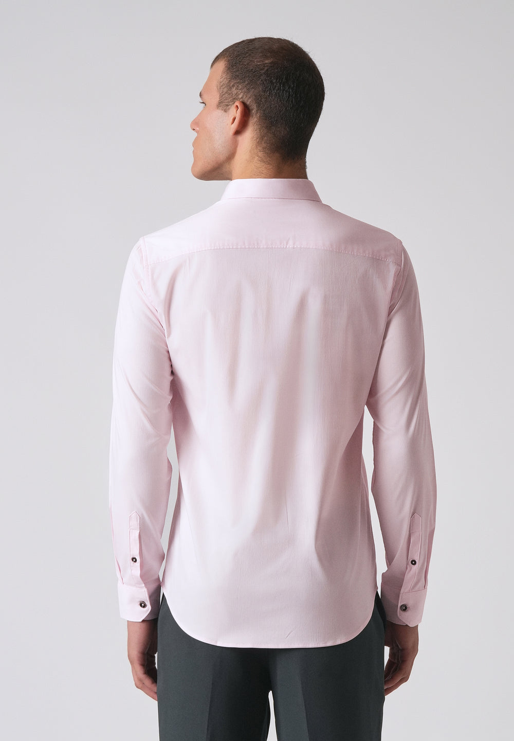 Light Pink Cotton Stretch Plain Shirt