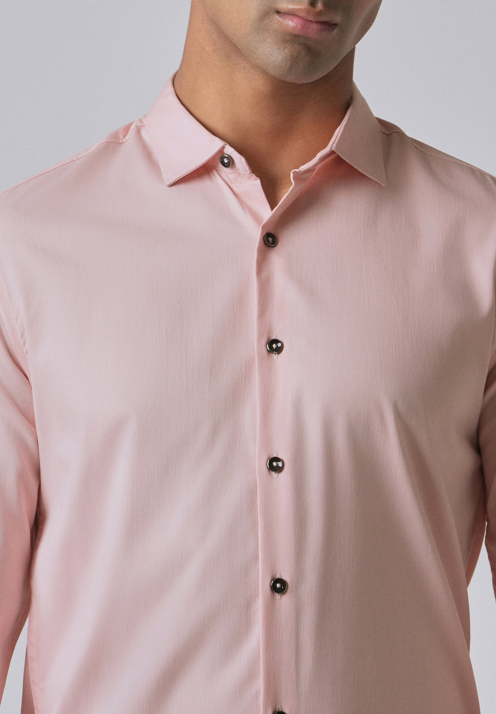 Pink Cotton Stretch Plain Shirt