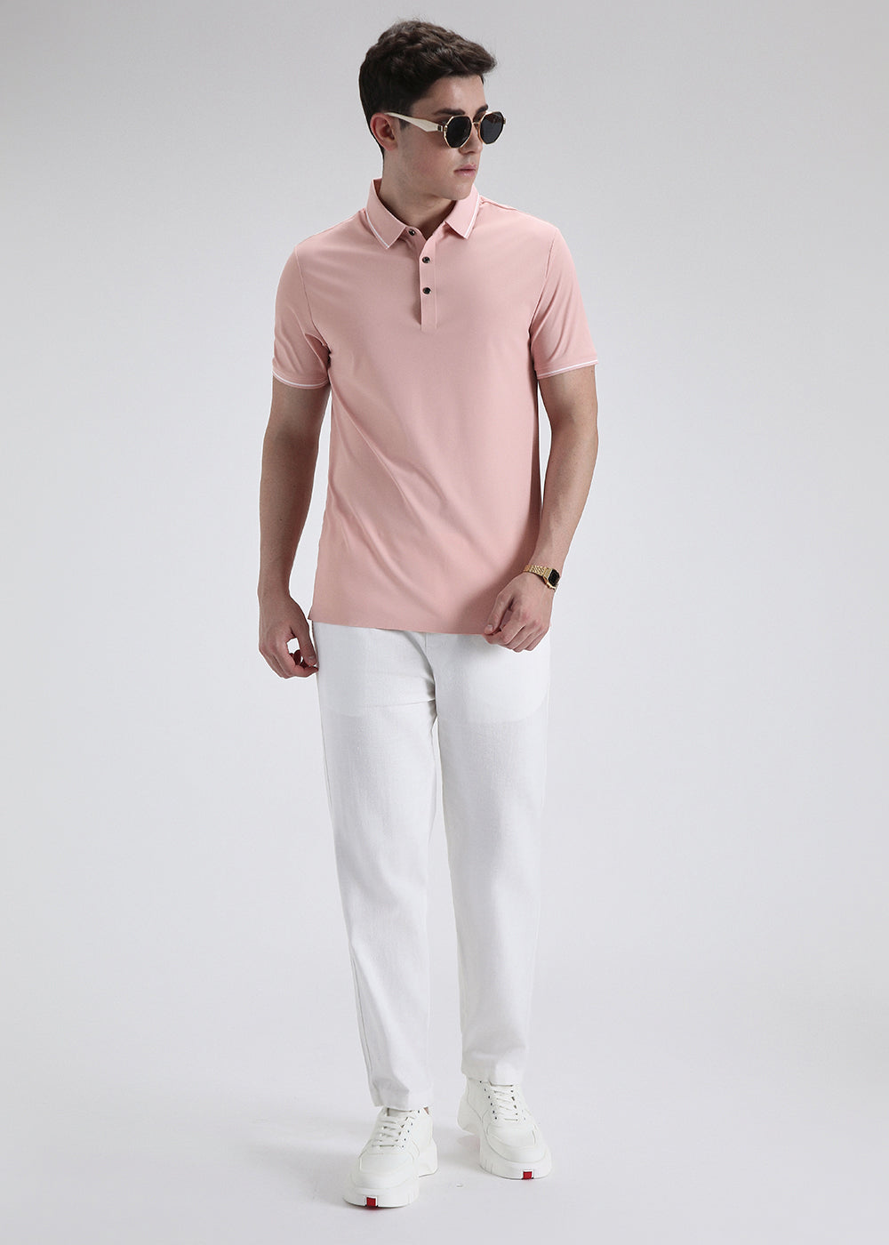 Soft Pink Stitchless Polo t-shirt