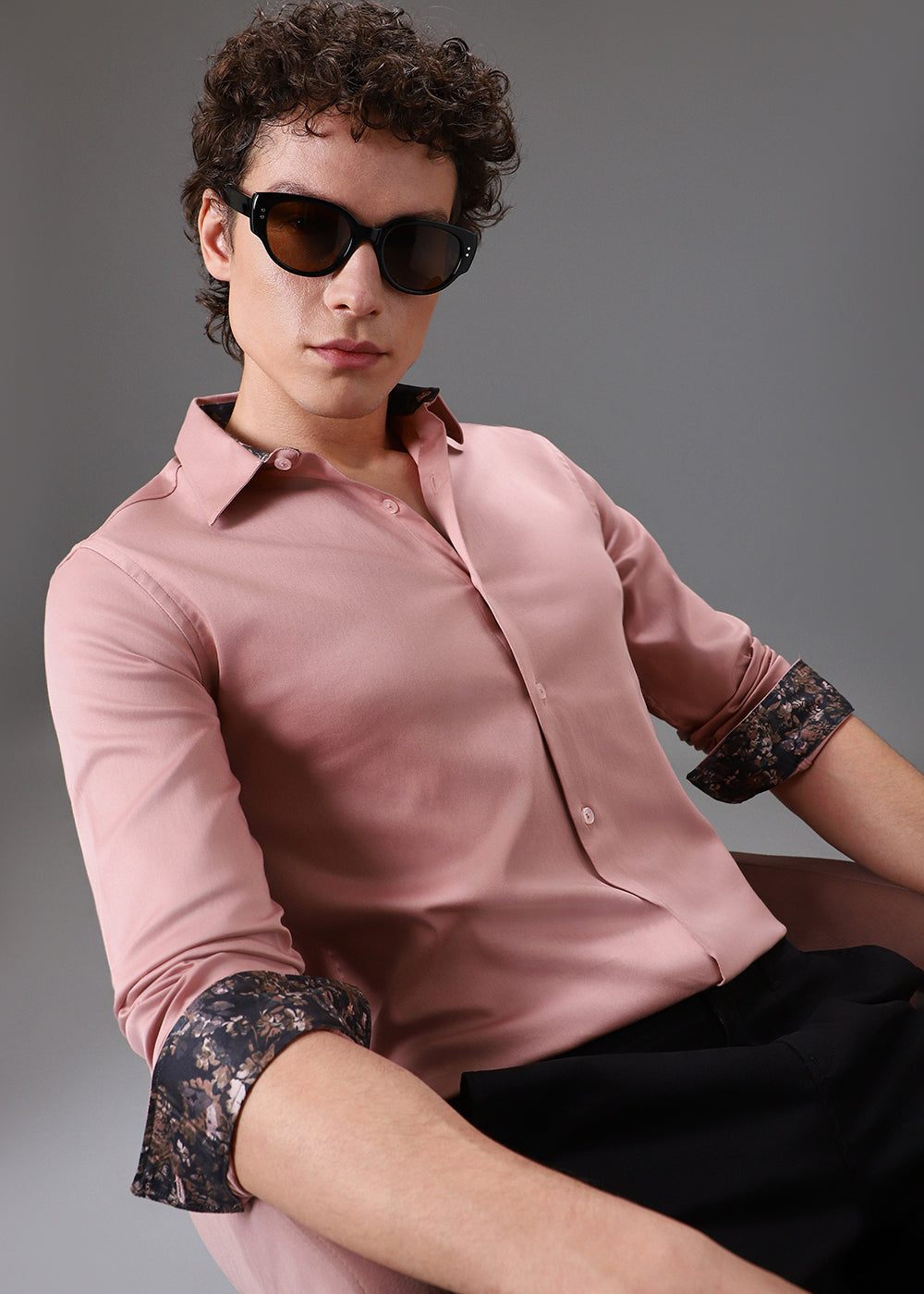 Pink Printed Cuff Shirt