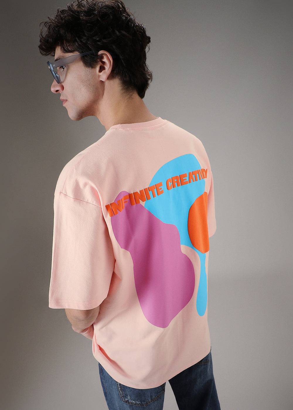 Pink Printed Oversized T-shirt