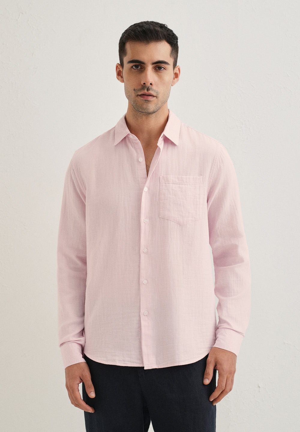 Pink Pure Cotton Stitchless Placket Shirt