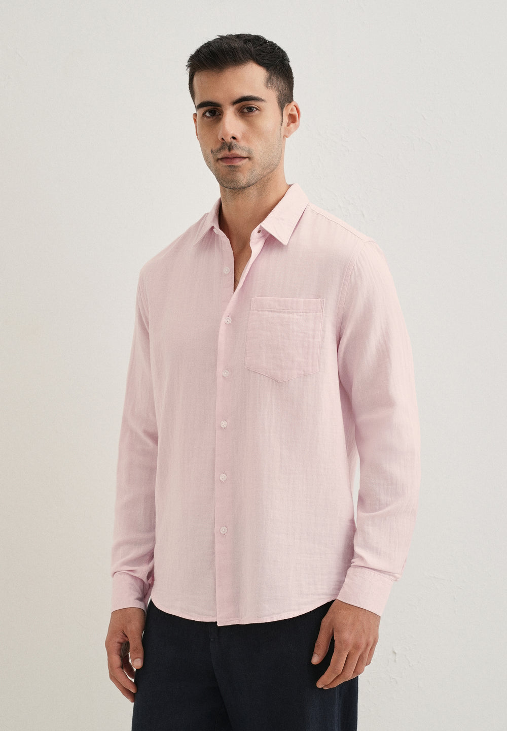 Pink Pure Cotton Stitchless Placket Shirt