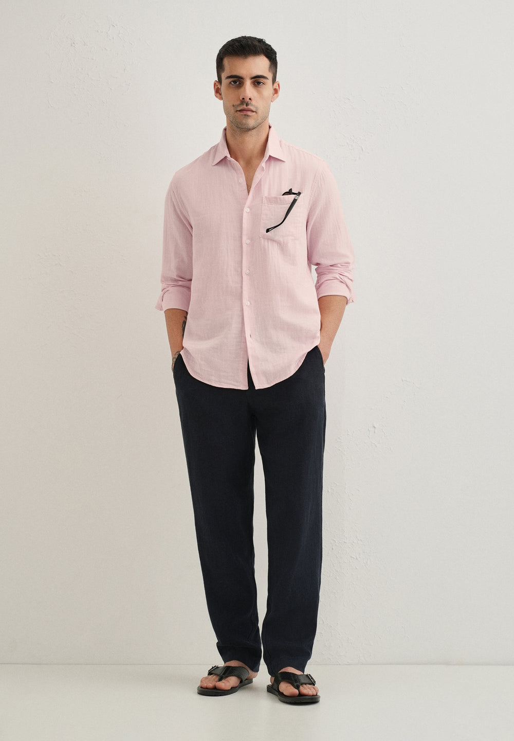 Pink Pure Cotton Stitchless Placket Shirt
