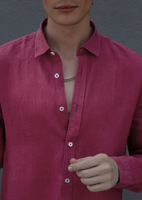 Fuchsia Pink Pure Irish Linen Shirt