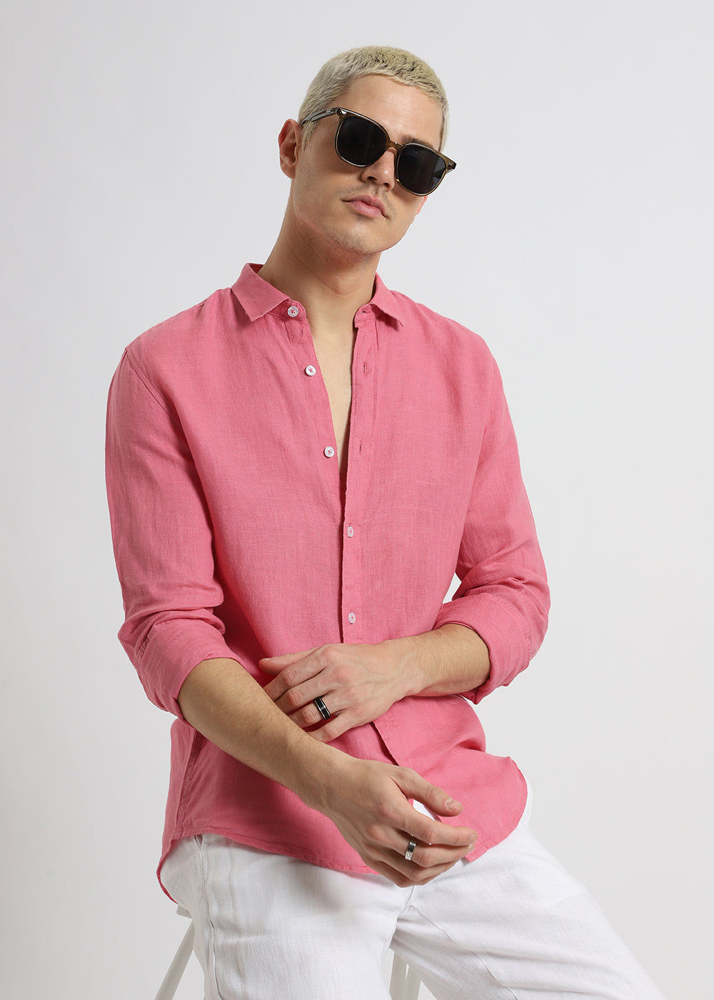Carmine Pink Pure Irish Linen Shirt