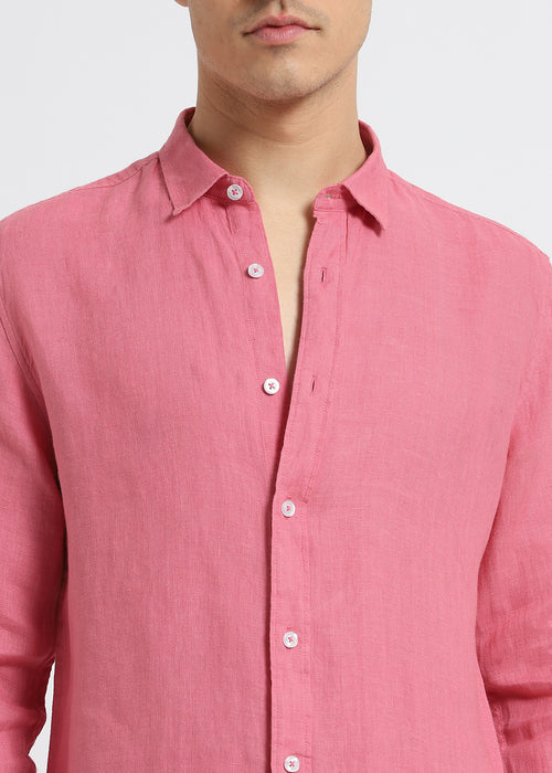 Carmine Pink Pure Irish Linen Shirt