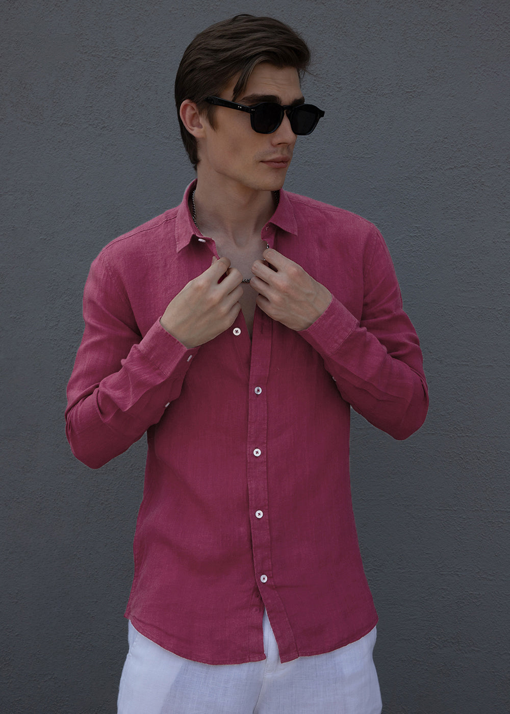 Fuchsia Pink Pure Irish Linen Shirt