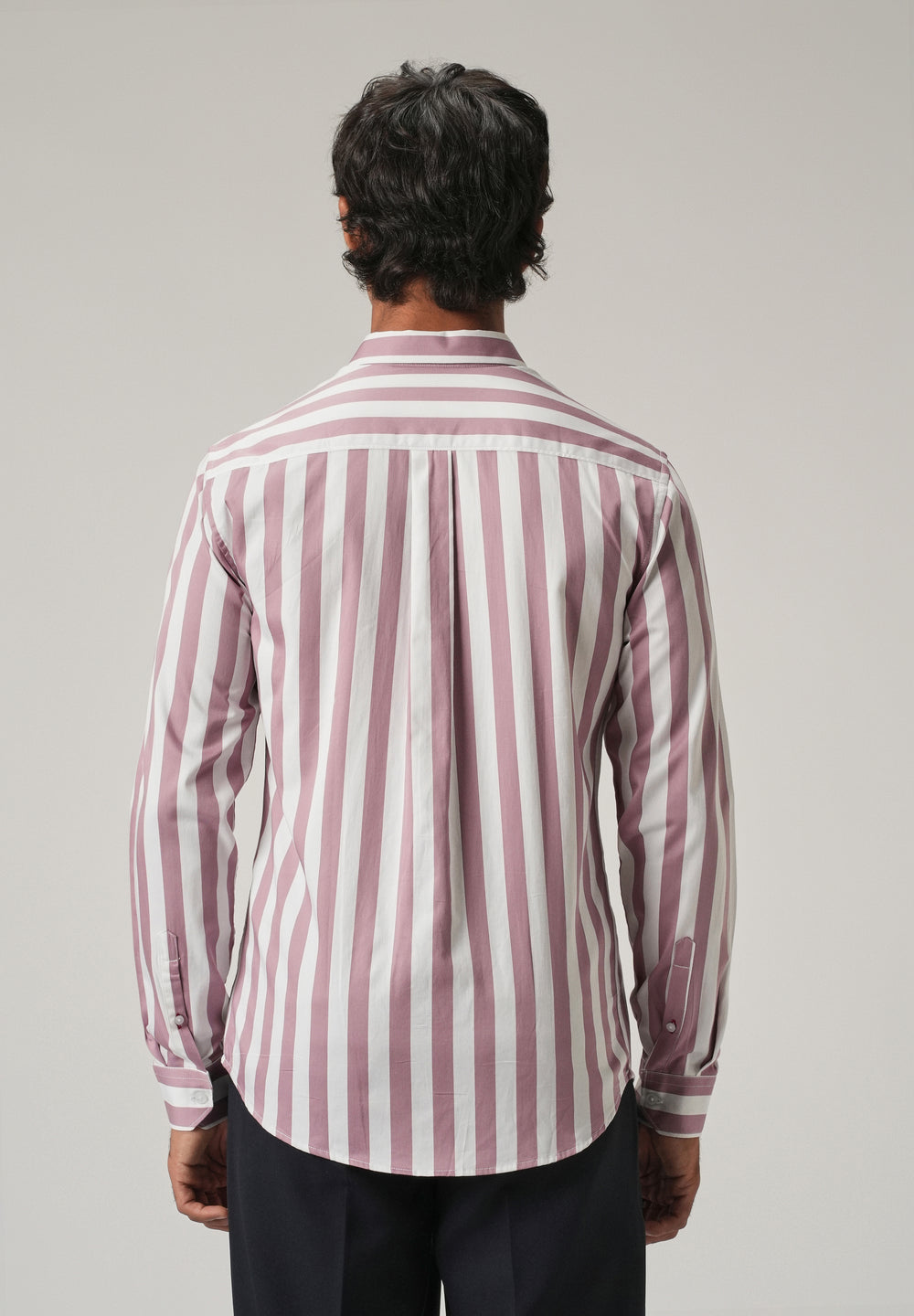 Pink Satin Striped Shirt