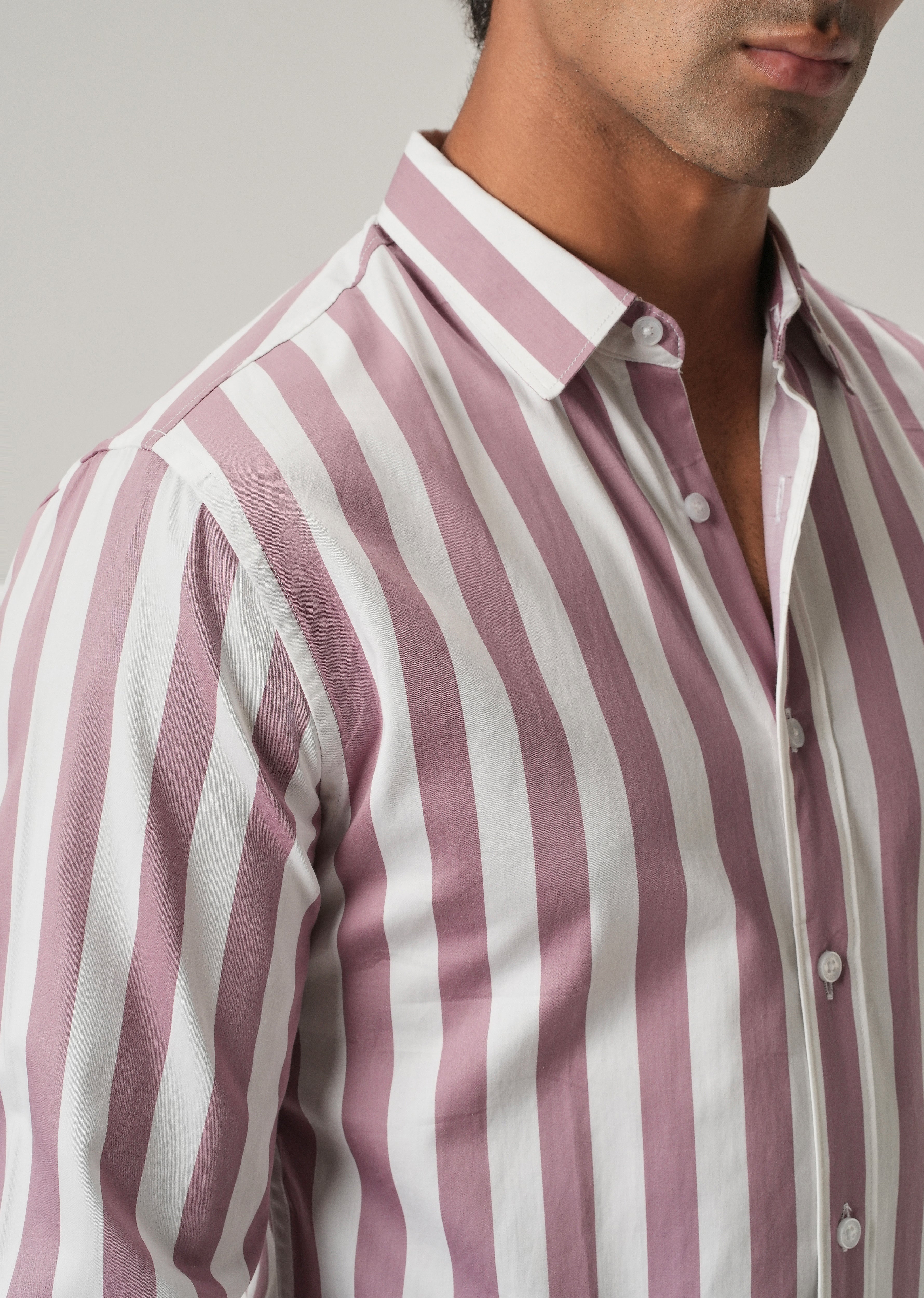 Pink Satin Striped Shirt