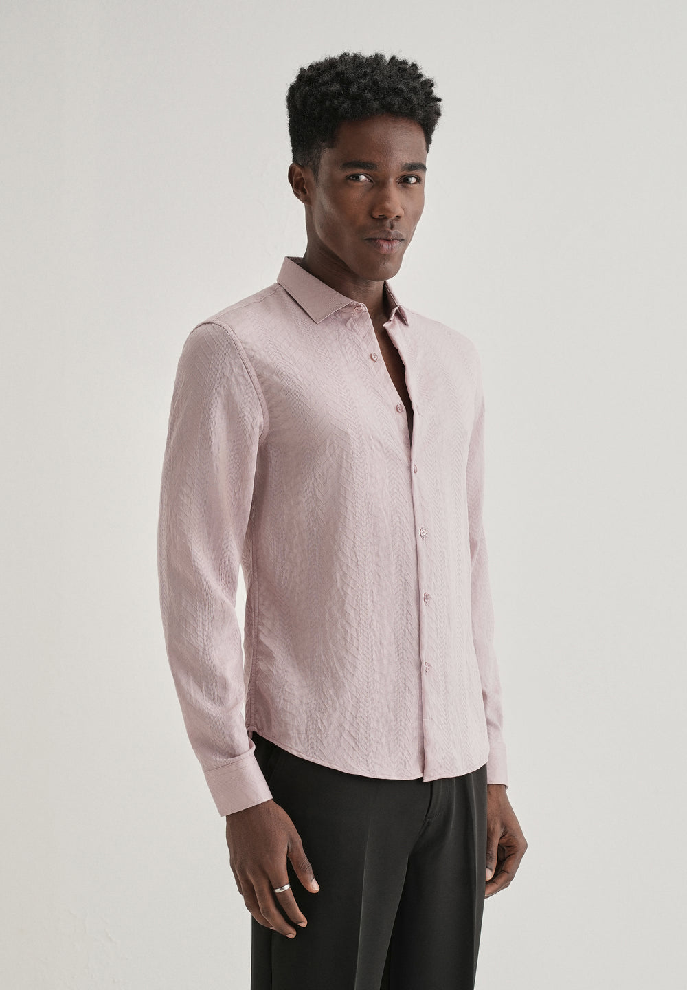 Pink Self Patterned Shirt