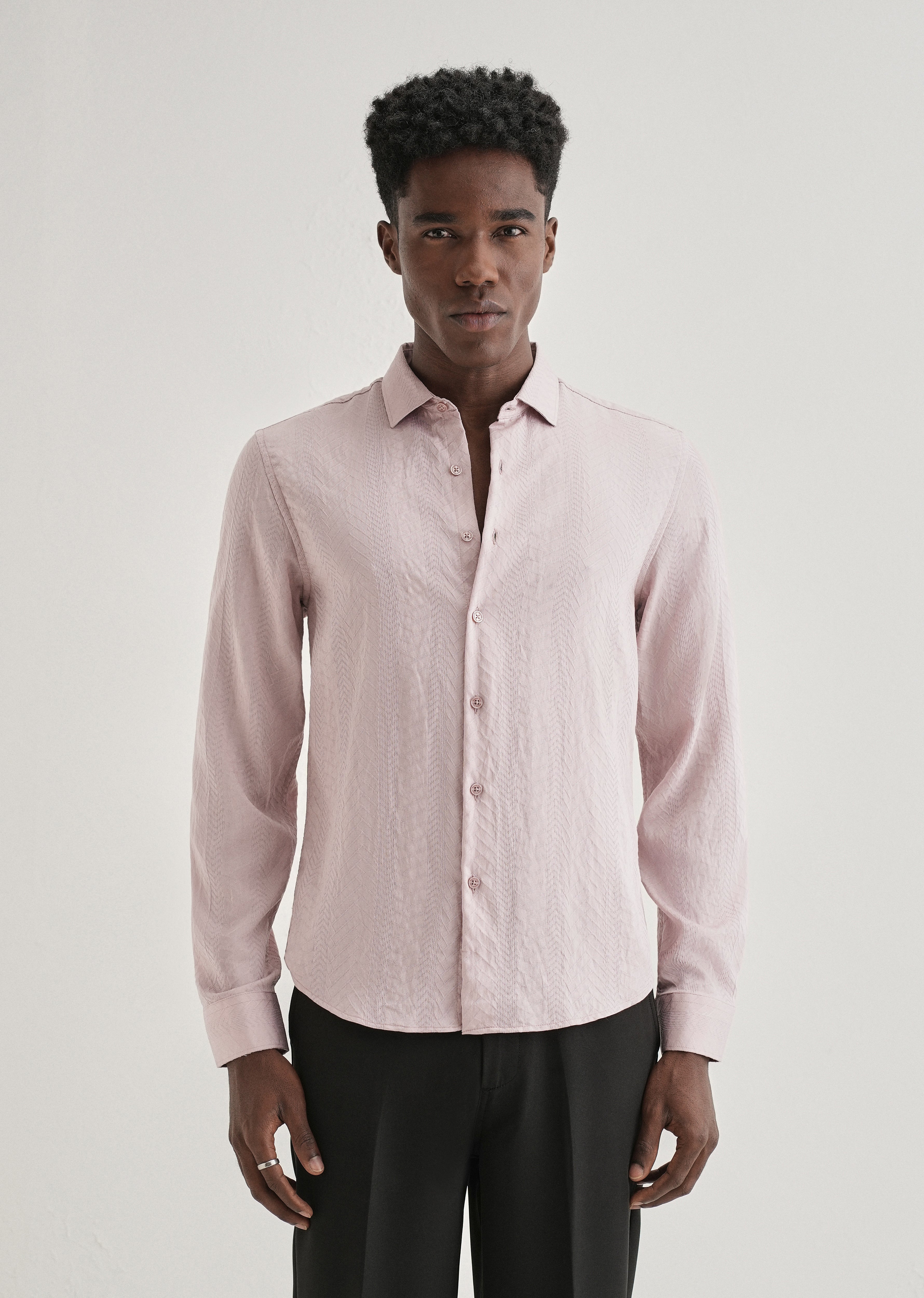 Pink Self Patterned Shirt