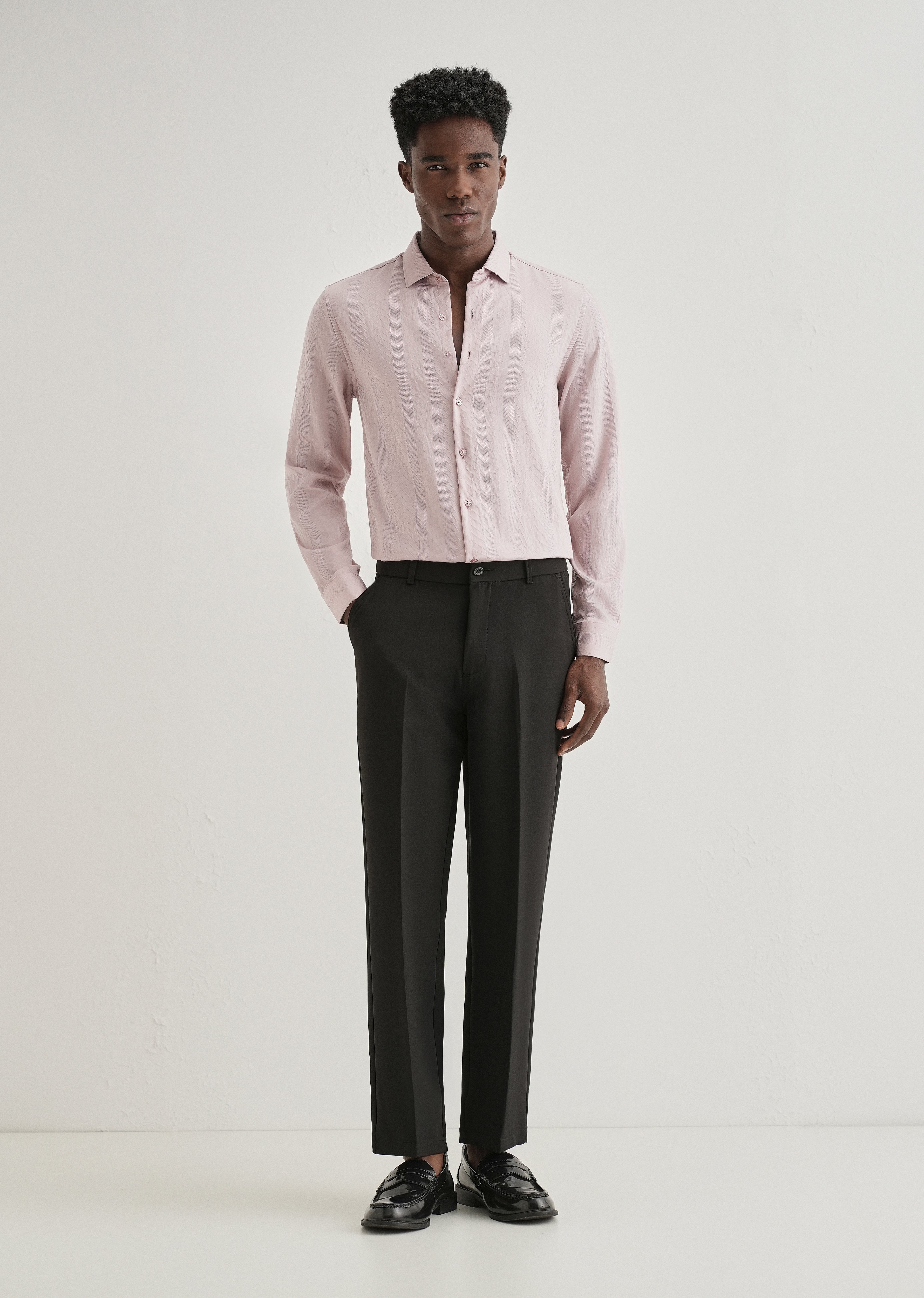 Pink Self Patterned Shirt