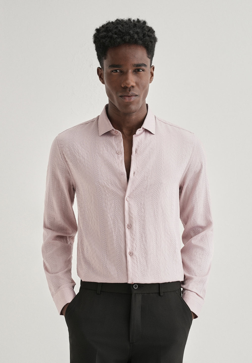 Pink Self Patterned Shirt
