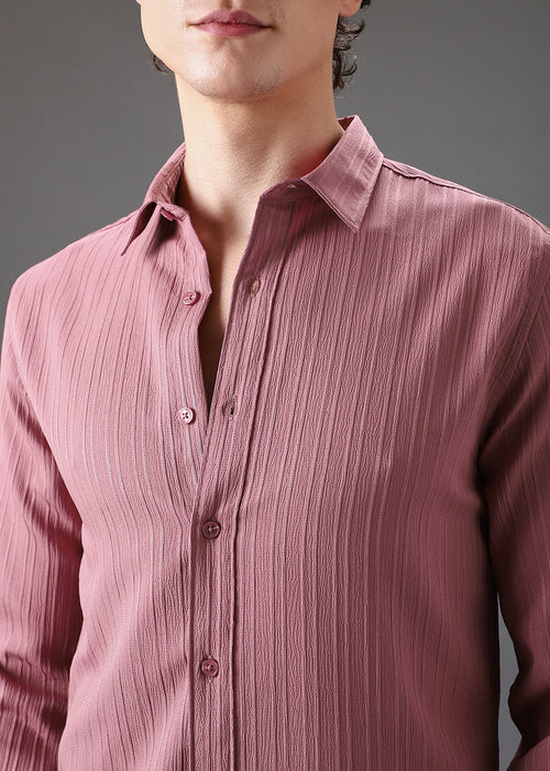 Pink Self Striped Shirt