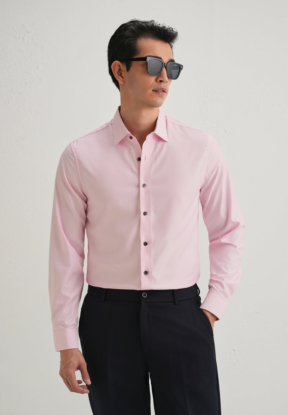 Pink Stitchless Placket Plain Shirt