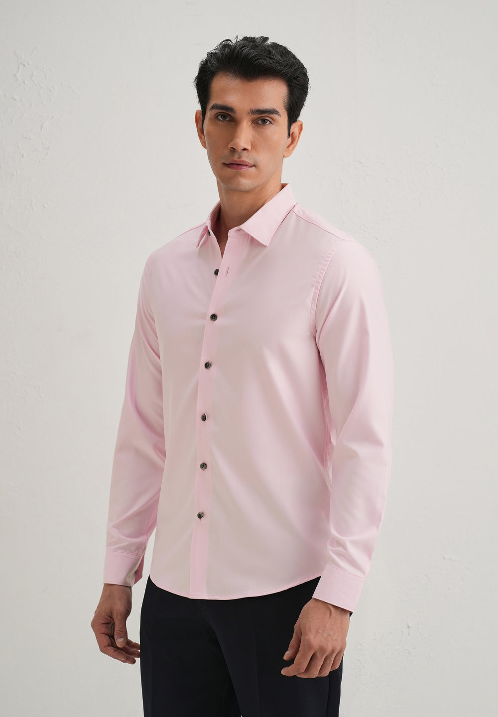 Pink Stitchless Placket Plain Shirt