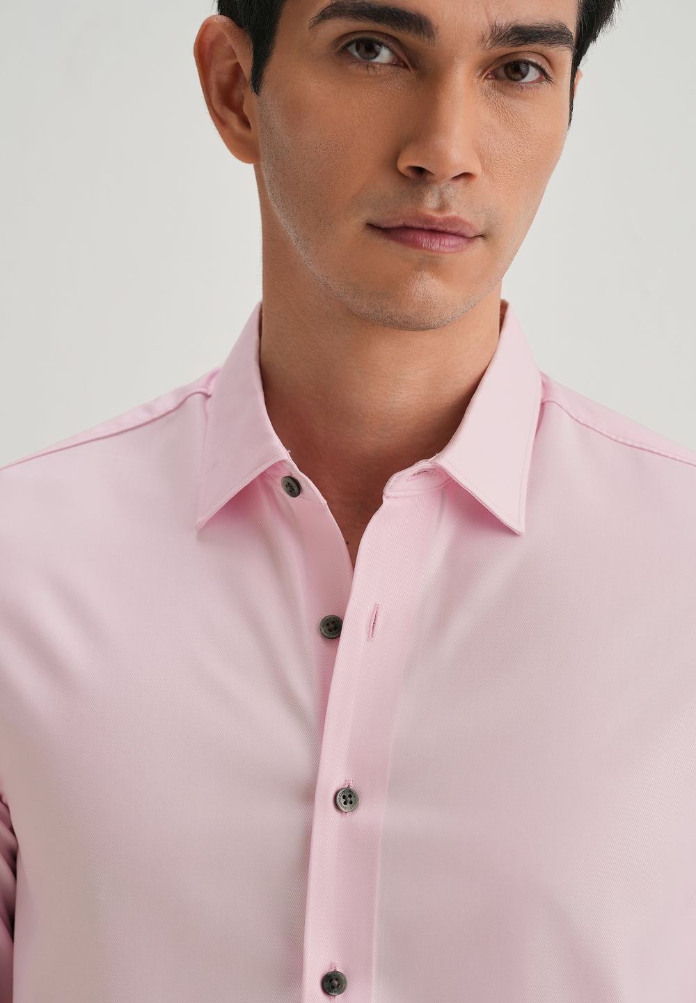 Pink Stitchless Placket Plain Shirt
