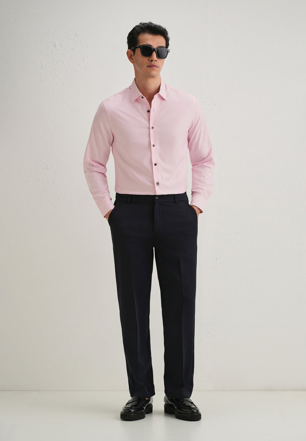 Pink Stitchless Placket Plain Shirt