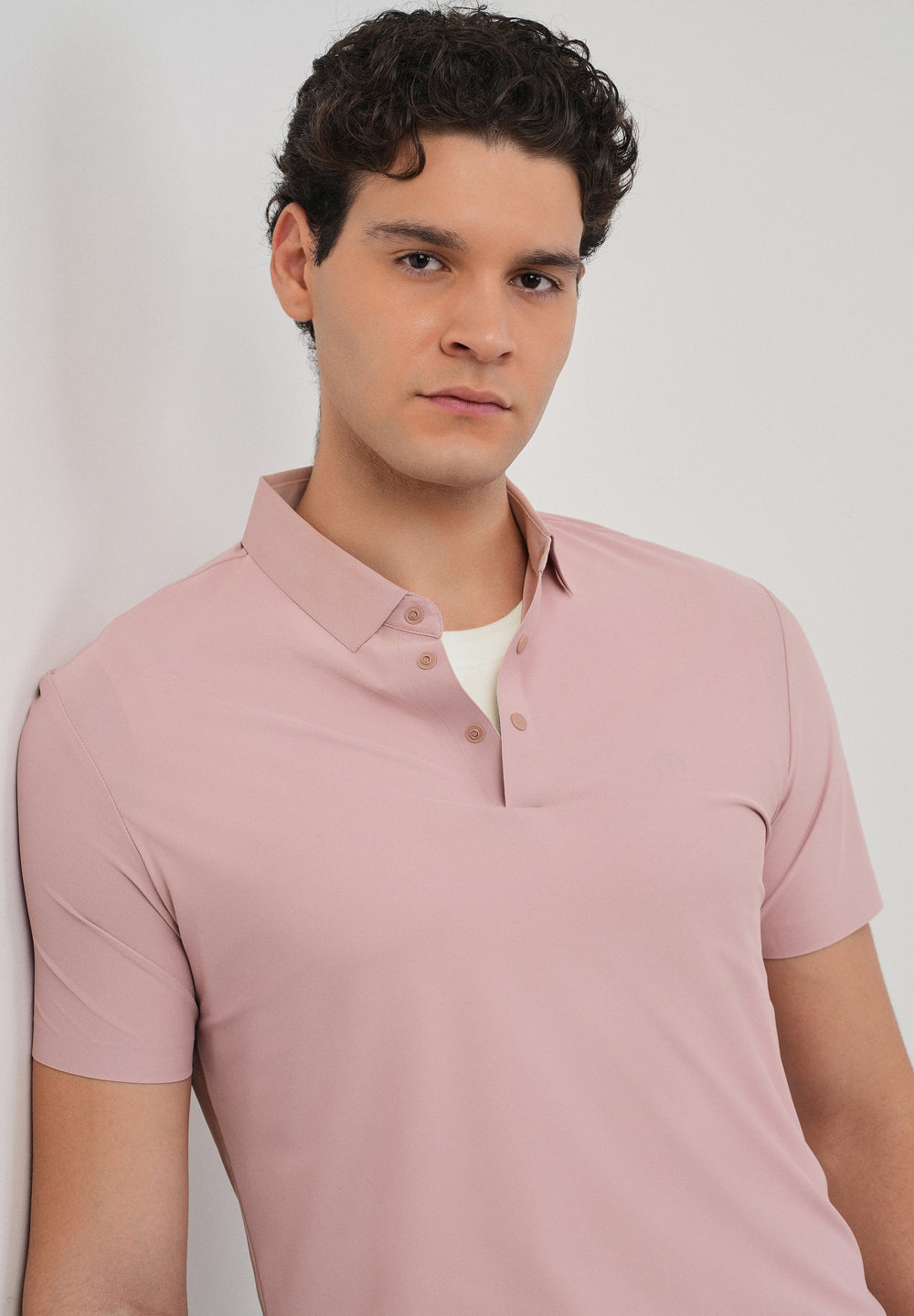 Pink Stitchless Polo Collar T-Shirt