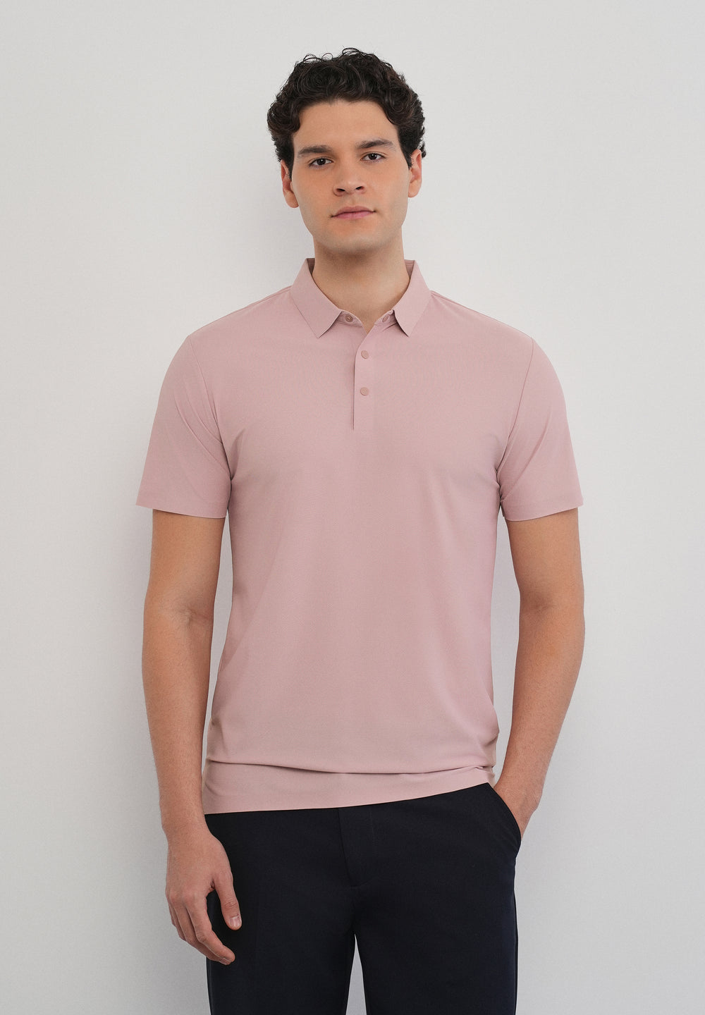Pink Stitchless Polo Collar T-Shirt