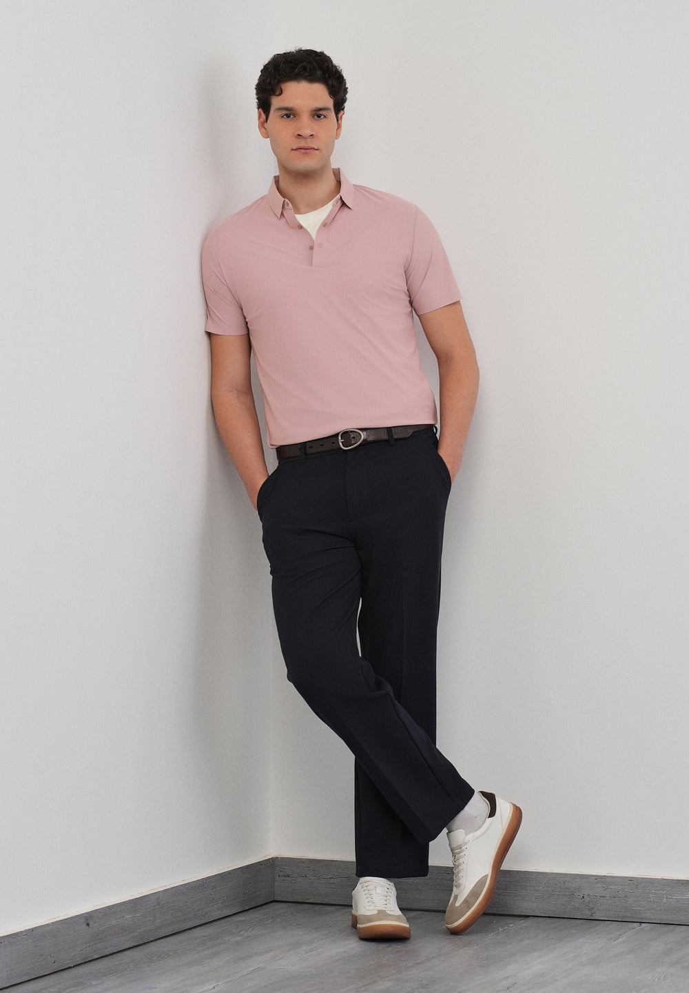 Pink Stitchless Polo Collar T-Shirt