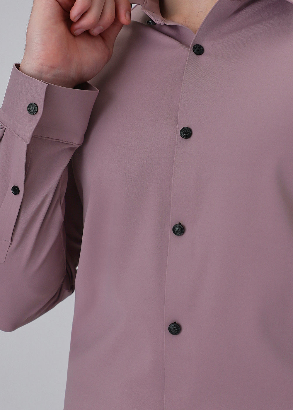 Pink Plain Stitchless Stretch Shirt