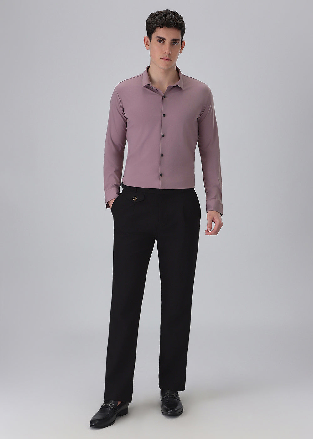 Pink Plain Stitchless Stretch Shirt