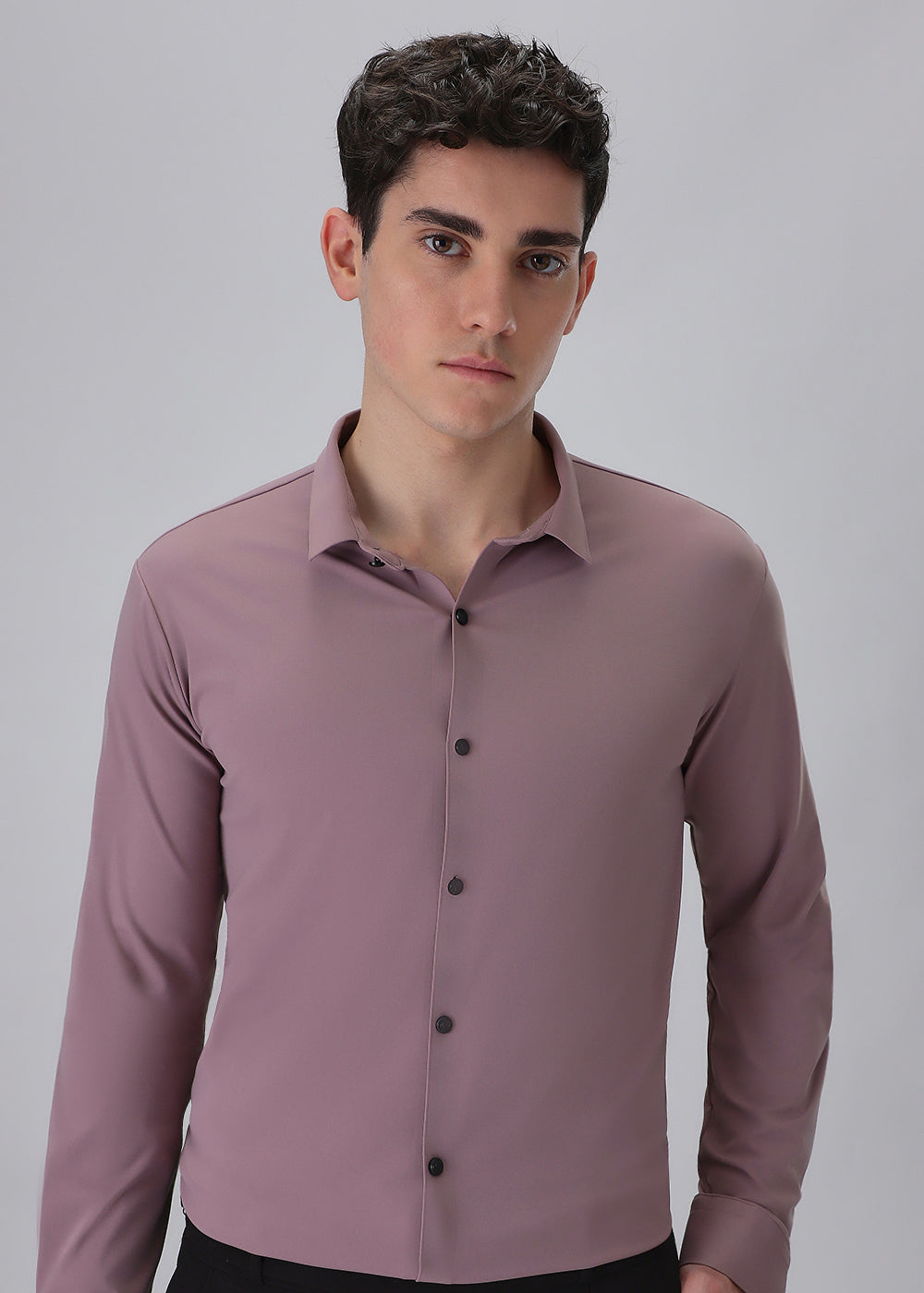 Pink Plain Stitchless Stretch Shirt