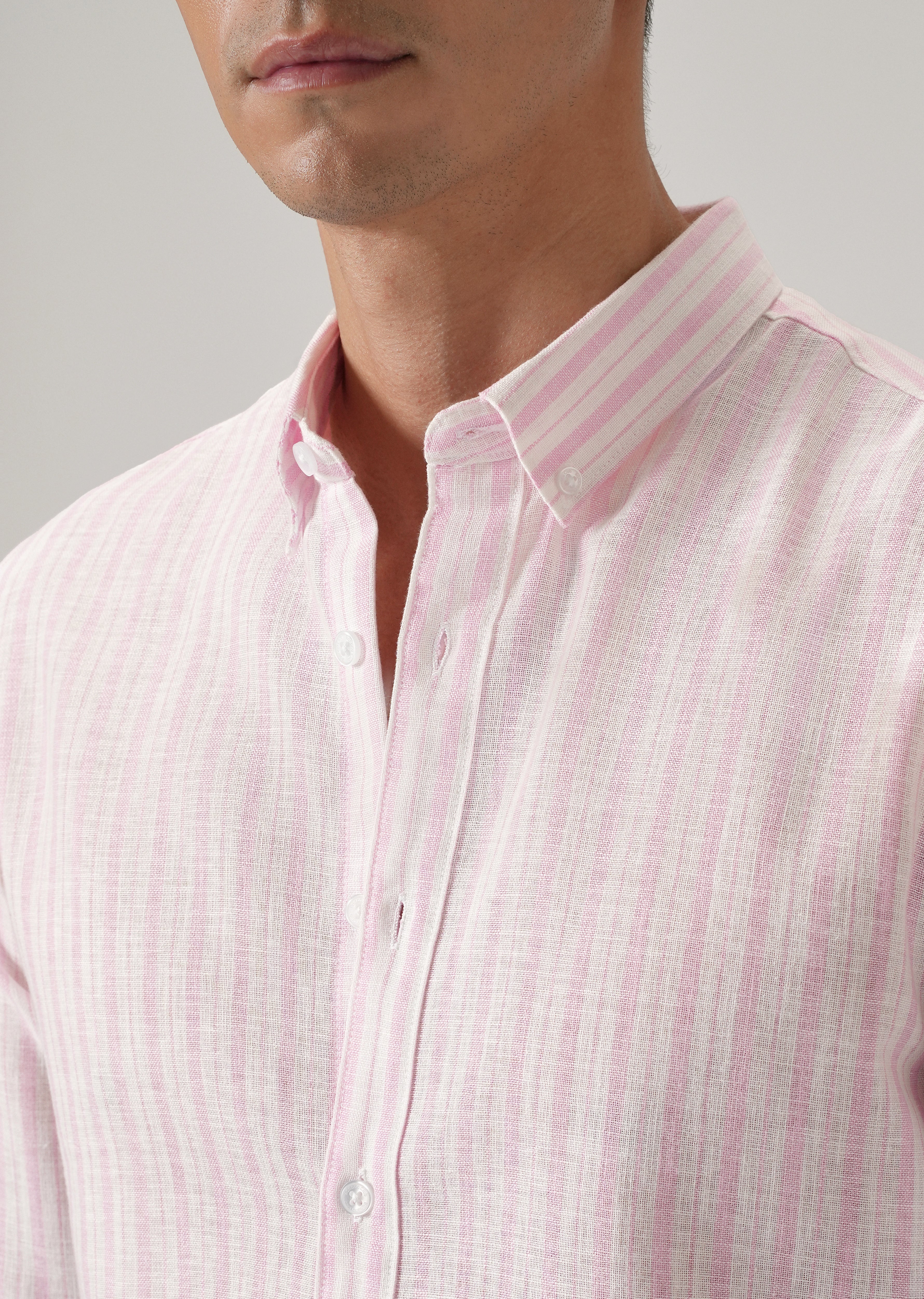 Pink Stripe Linen Shirt