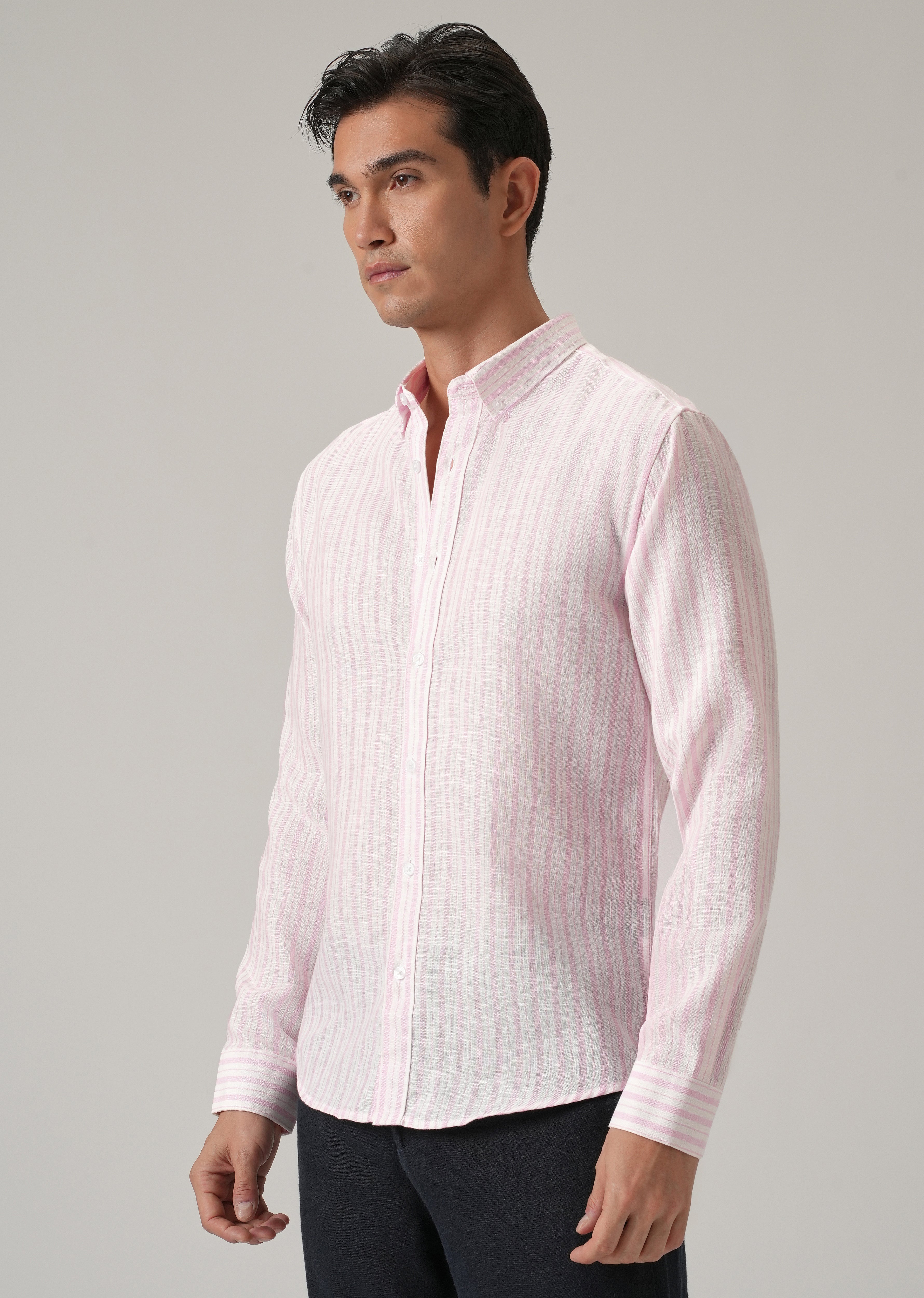 Pink Stripe Linen Shirt